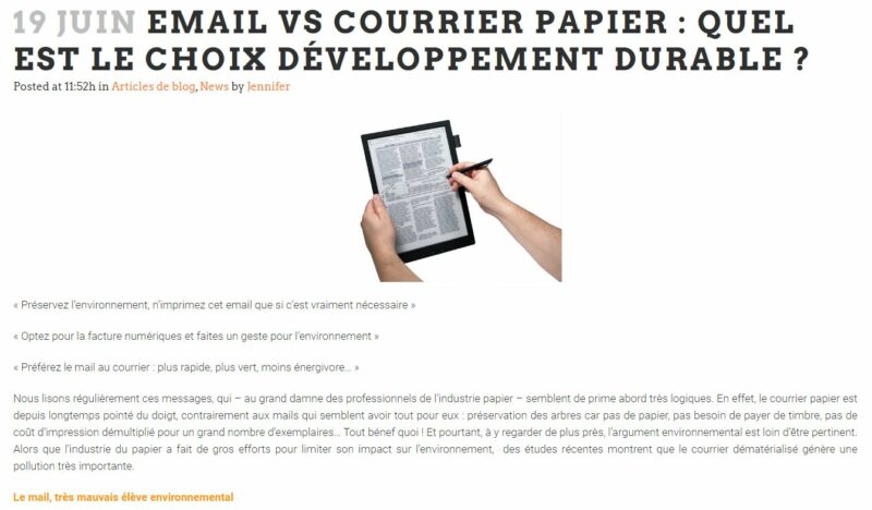 Email-papier- développement durable
